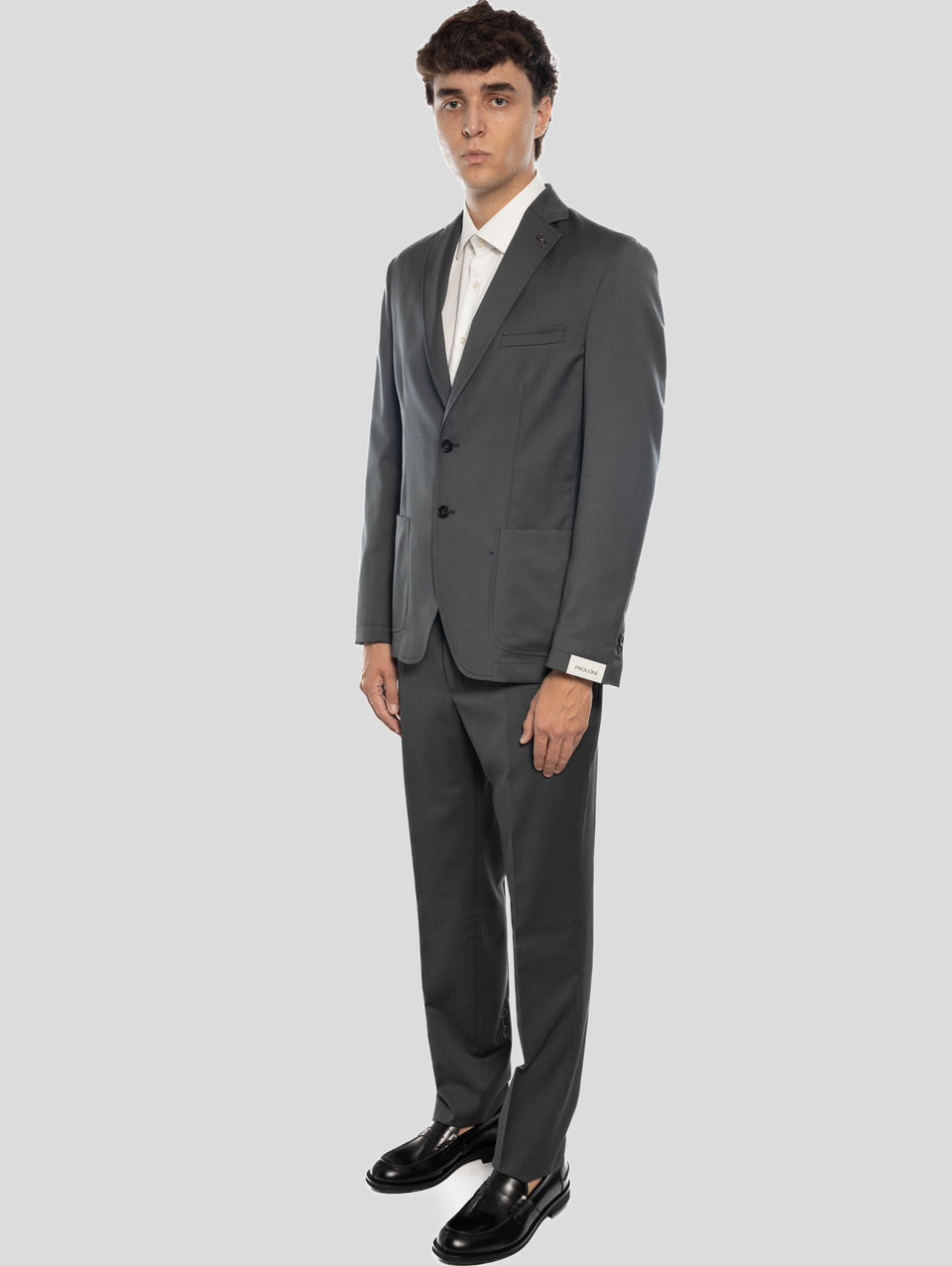 PAOLONI Abito In Fresco Lana Destrutturato Piombo