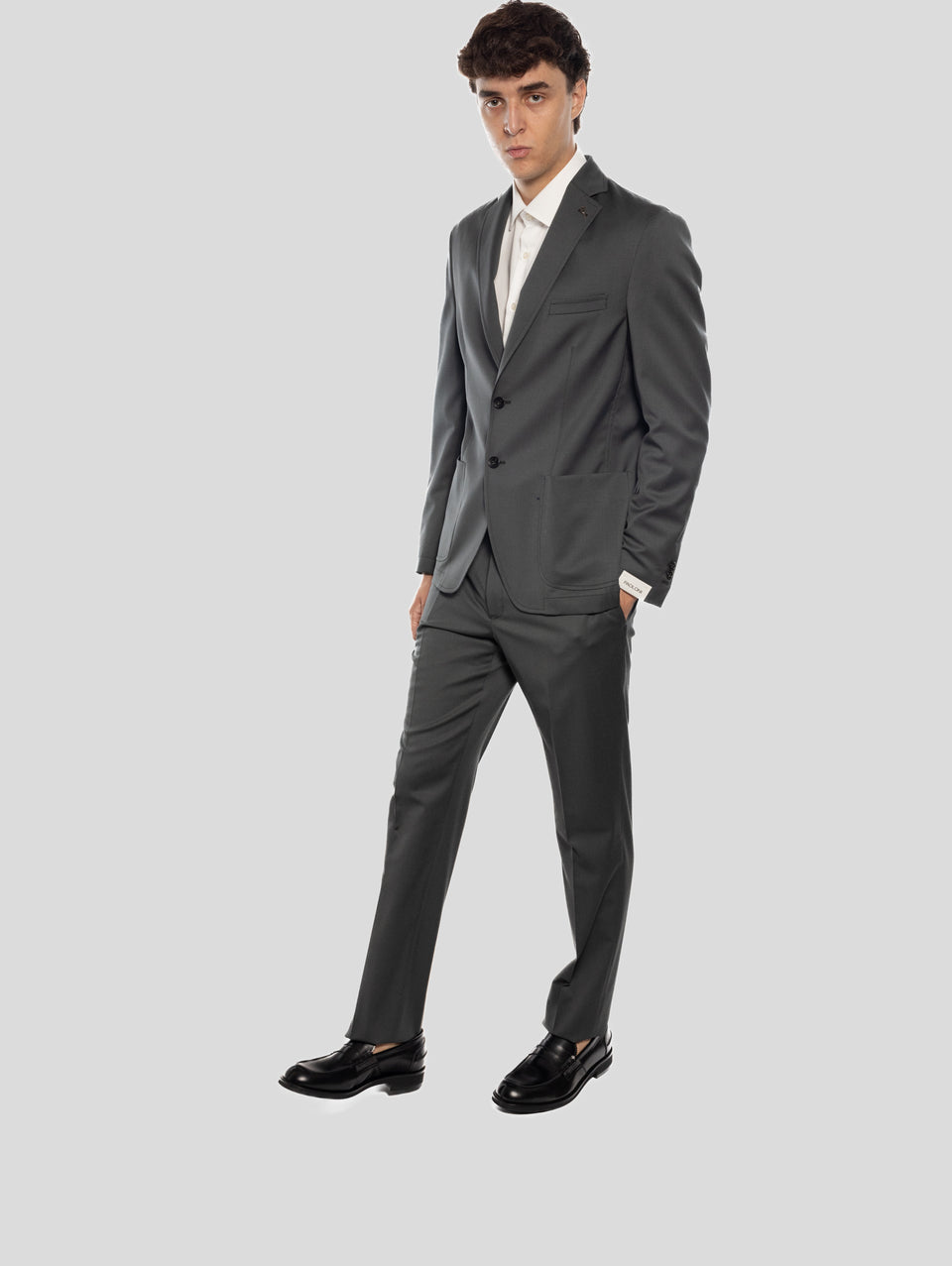 PAOLONI Abito In Fresco Lana Destrutturato Piombo