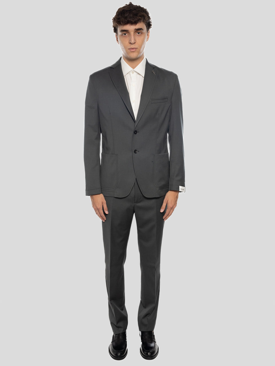 PAOLONI Abito in Fresco Lana Destrutturato Piombo