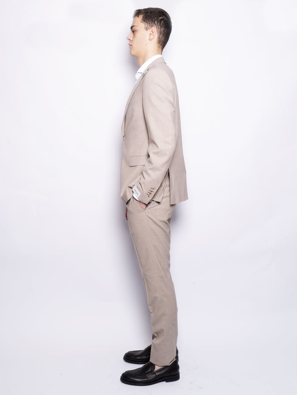 PAOLONI Completo In Lana Fiammata Stretch Beige