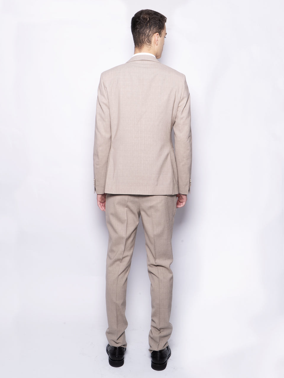 PAOLONI Completo In Lana Fiammata Stretch Beige