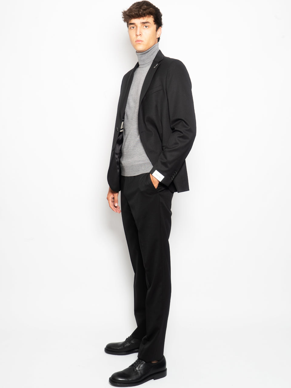 PAOLONI Completo In Lana Stretch Slim Nero