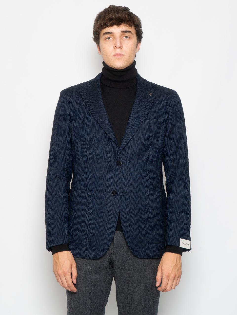 PAOLONI Giacca in Lana Resca Blu