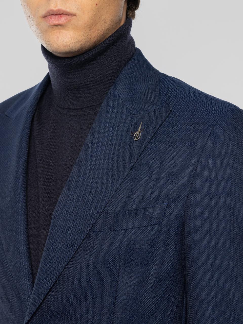 PAOLONI Giacca Sfoderata In Lana Oxford Blu