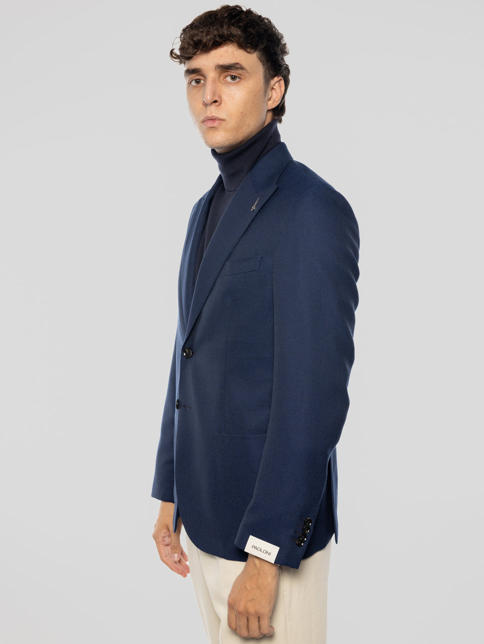 PAOLONI Giacca Sfoderata In Lana Oxford Blu