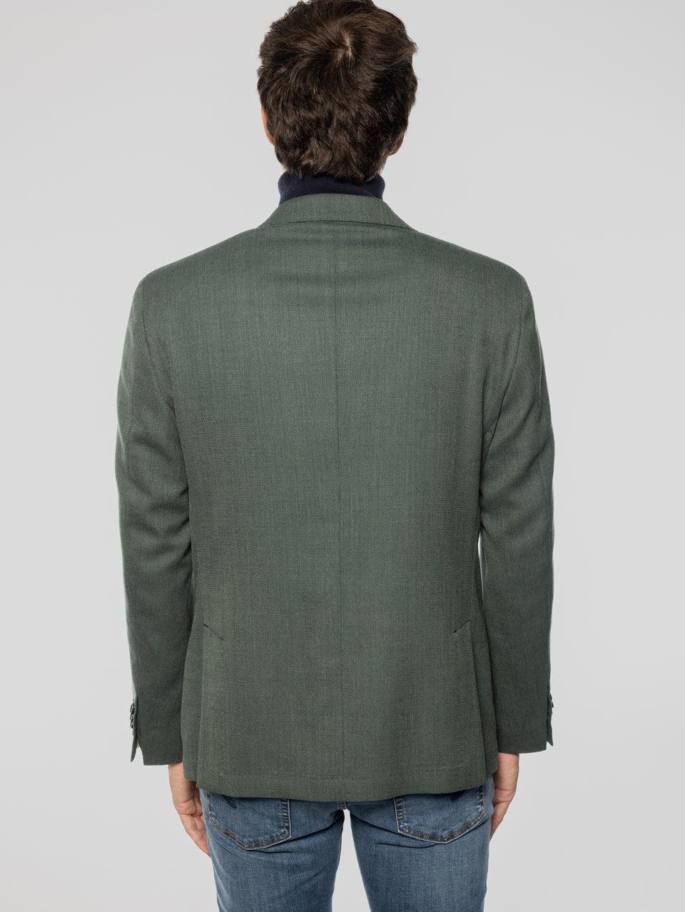 PAOLONI Giacca Sfoderata In Lana Oxford Verde