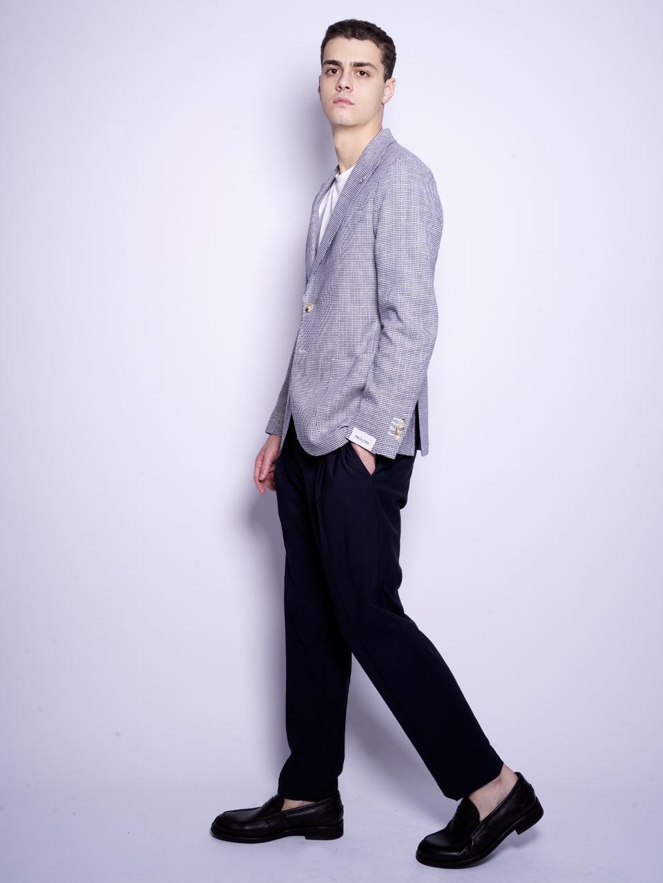 PAOLONI Giacca Sfoderata Pied De Poule Blu