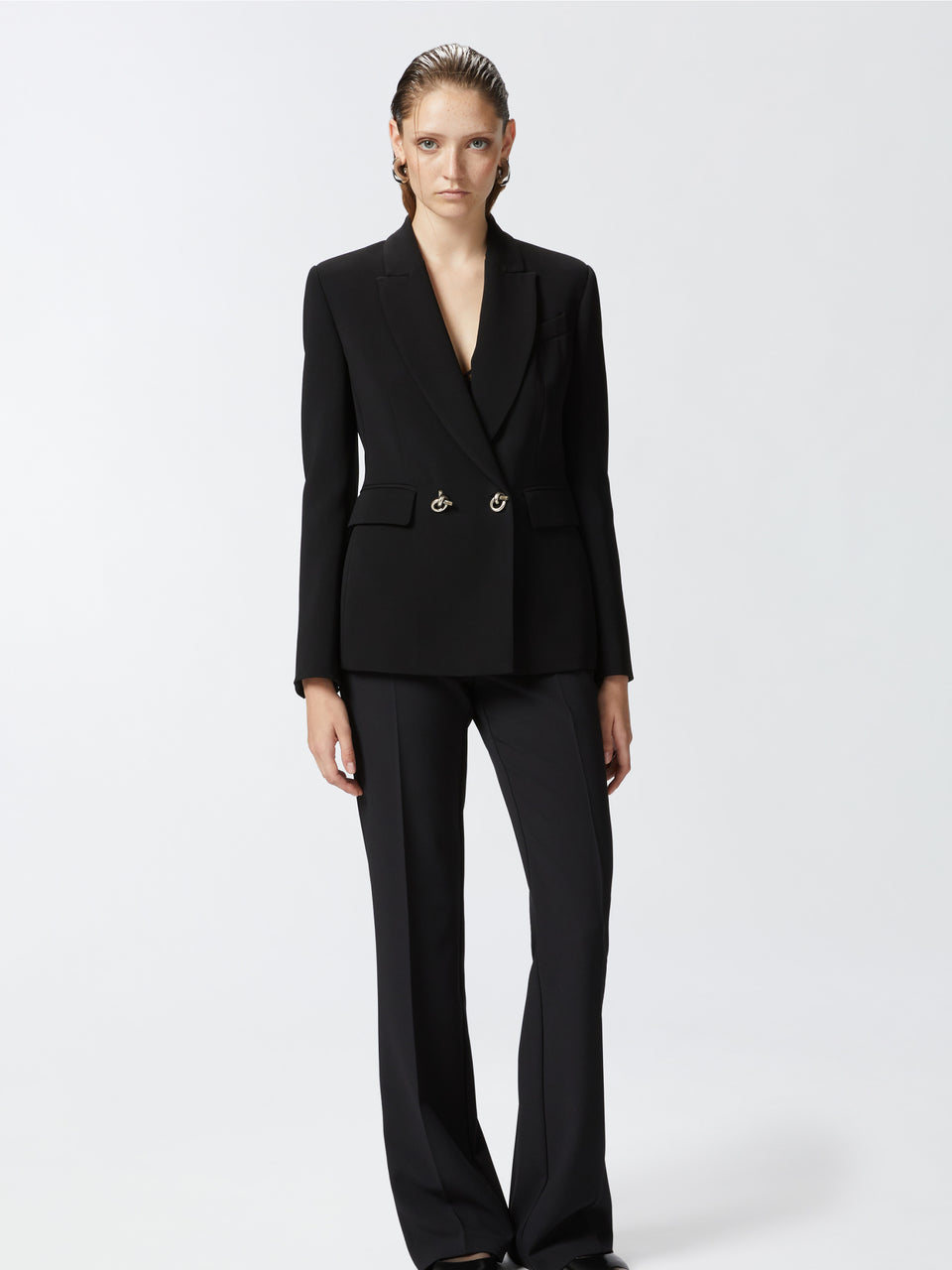 PINKO Blazer Doppiopetto In Cady Tecnico Nero