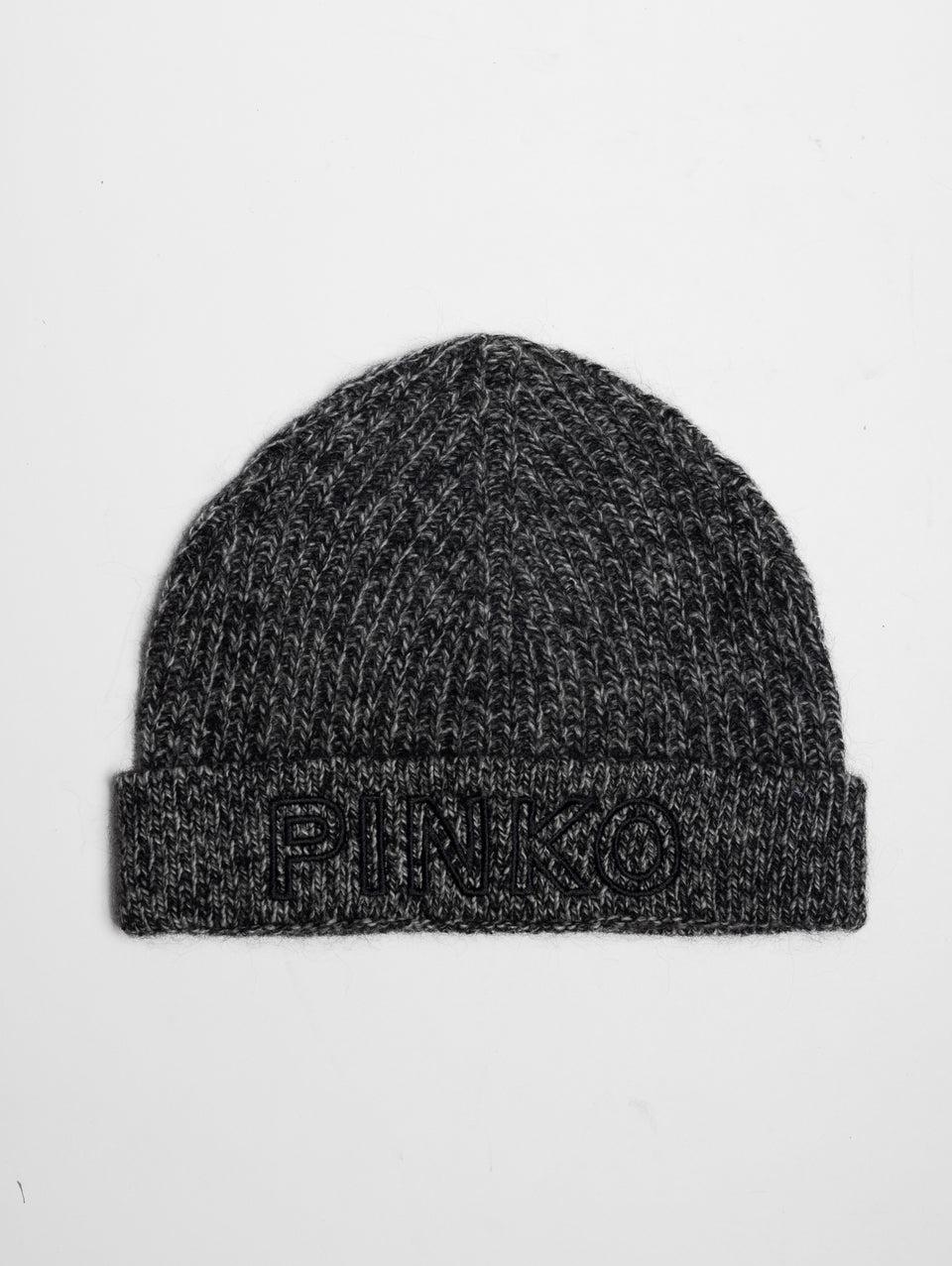 PINKO Cappello a Trecce in Misto Lana Grigio/Nero