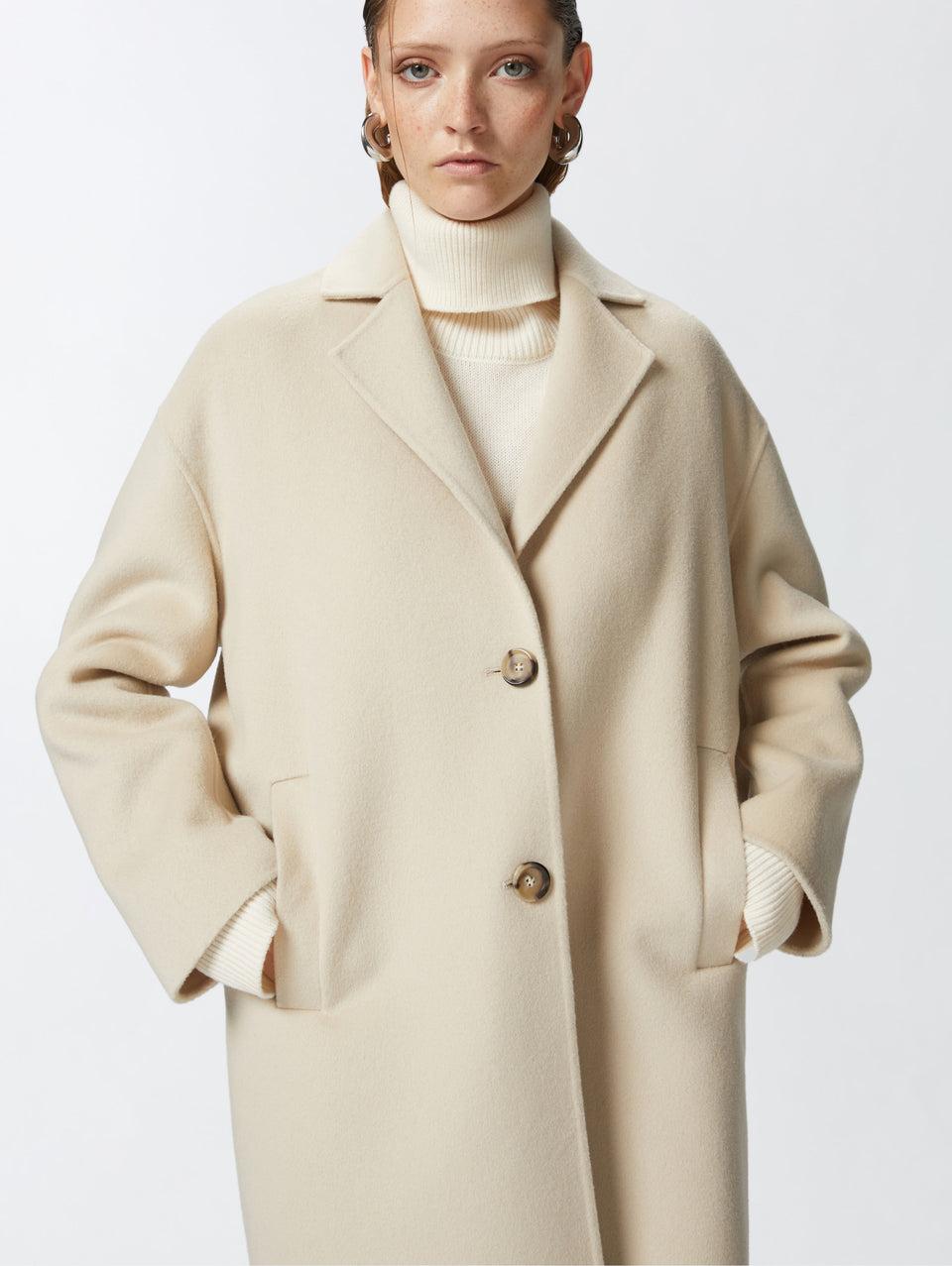 PINKO Cappotto Monopetto In Double Di Lana Beige