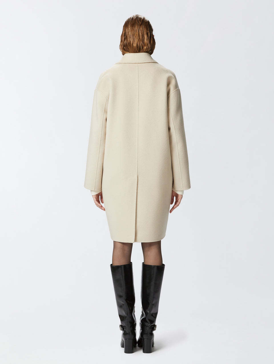 PINKO Cappotto Monopetto In Double Di Lana Beige