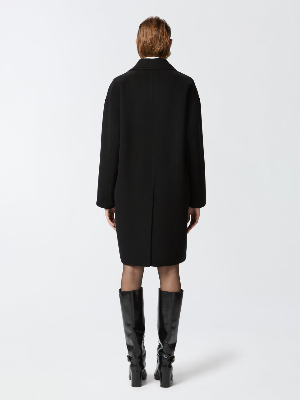 PINKO Cappotto Monopetto In Double Di Lana Nero