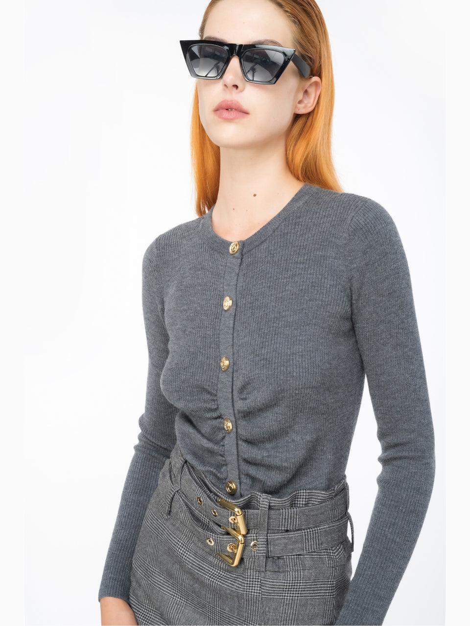 PINKO Cardigan con Bottoni Dorati Grigio