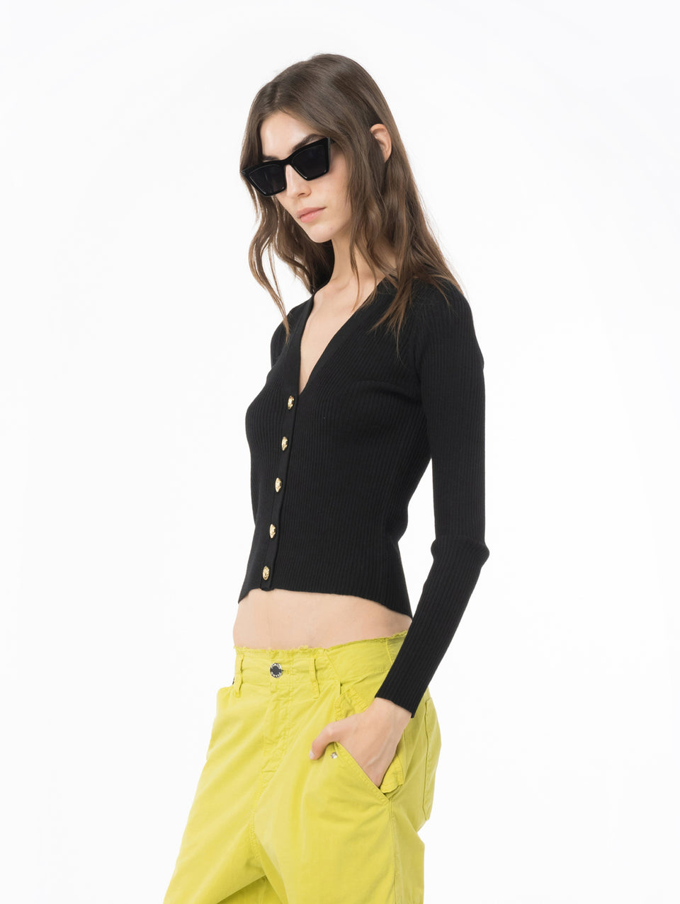 PINKO Cardigan Con Logo In Trasparenza Nero