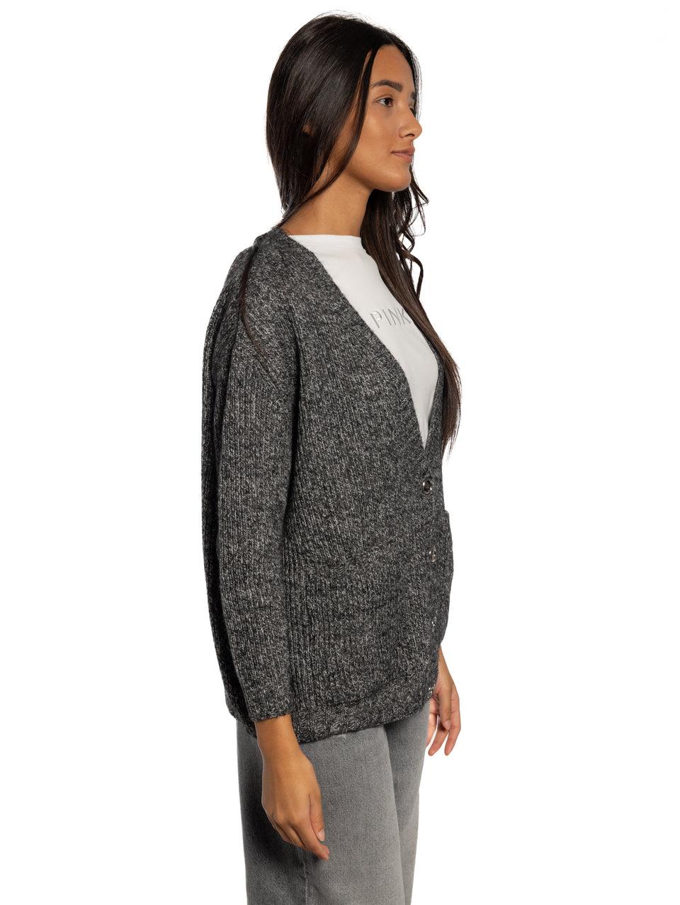 PINKO Cardigan Mélange Con Scollo A V Grigio