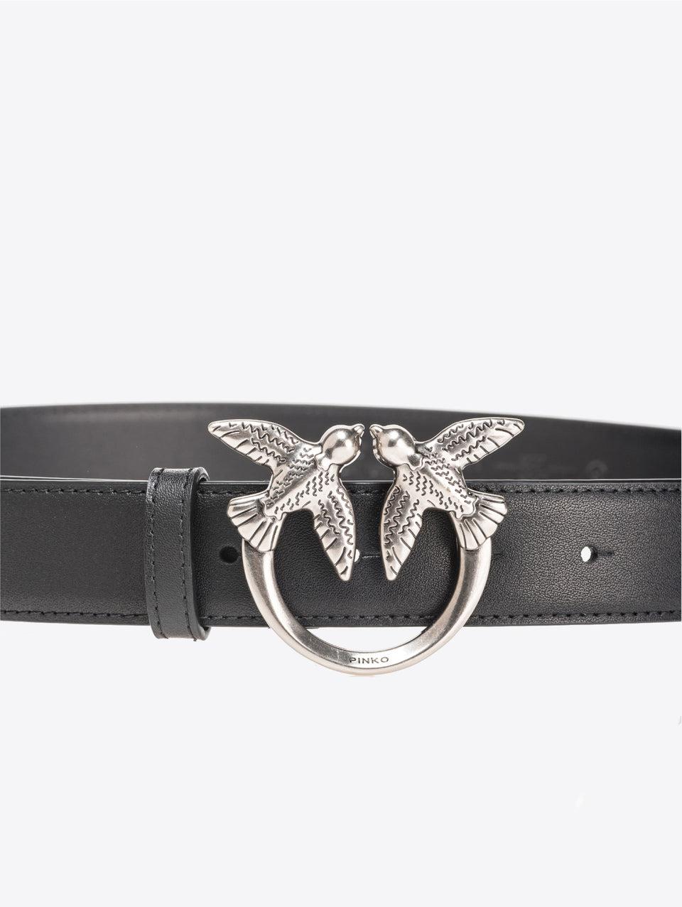 PINKO Cintura In Pelle Con Fibbia Nero/Argento