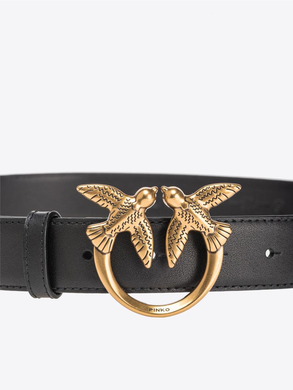 PINKO Cintura In Pelle Con Fibbia Nero/Oro