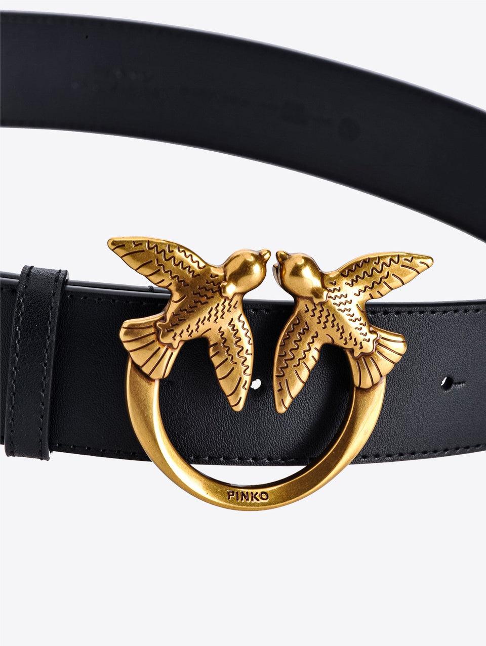 PINKO Cintura In Pelle Con Fibbia Nero/Oro