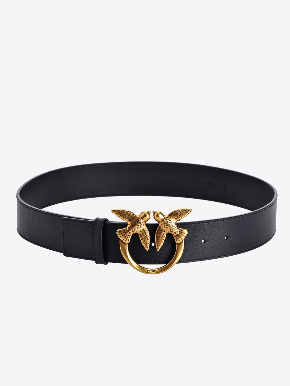 PINKO Cintura in Pelle con Fibbia Nero/Oro