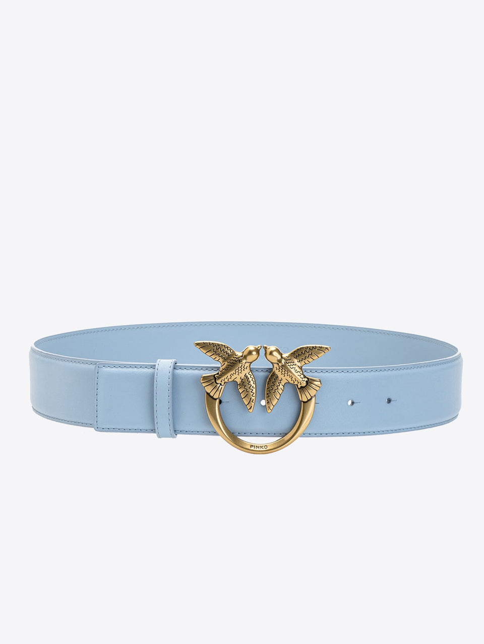 PINKO Cintura in Pelle con Fibbia Oro Blu