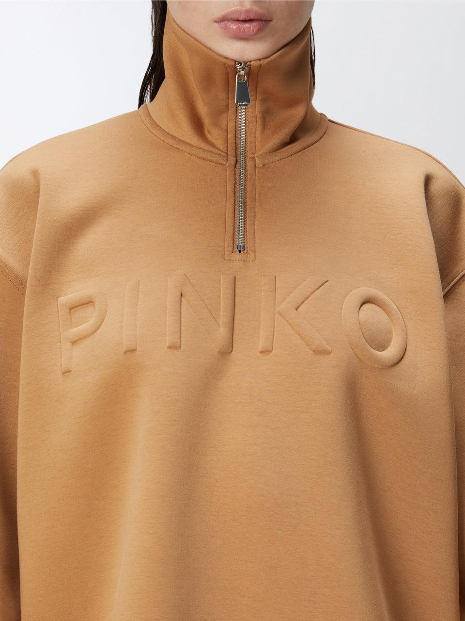 PINKO Felpa In Jersey Con Logo Stampato Bronzo