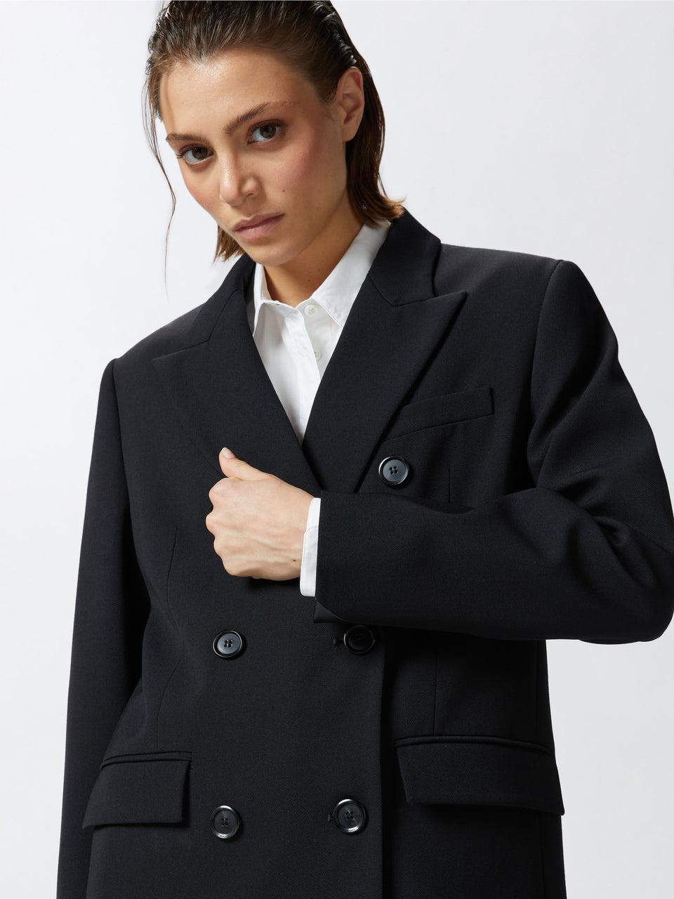 PINKO Giacca Doppio Petto In Twill Nero