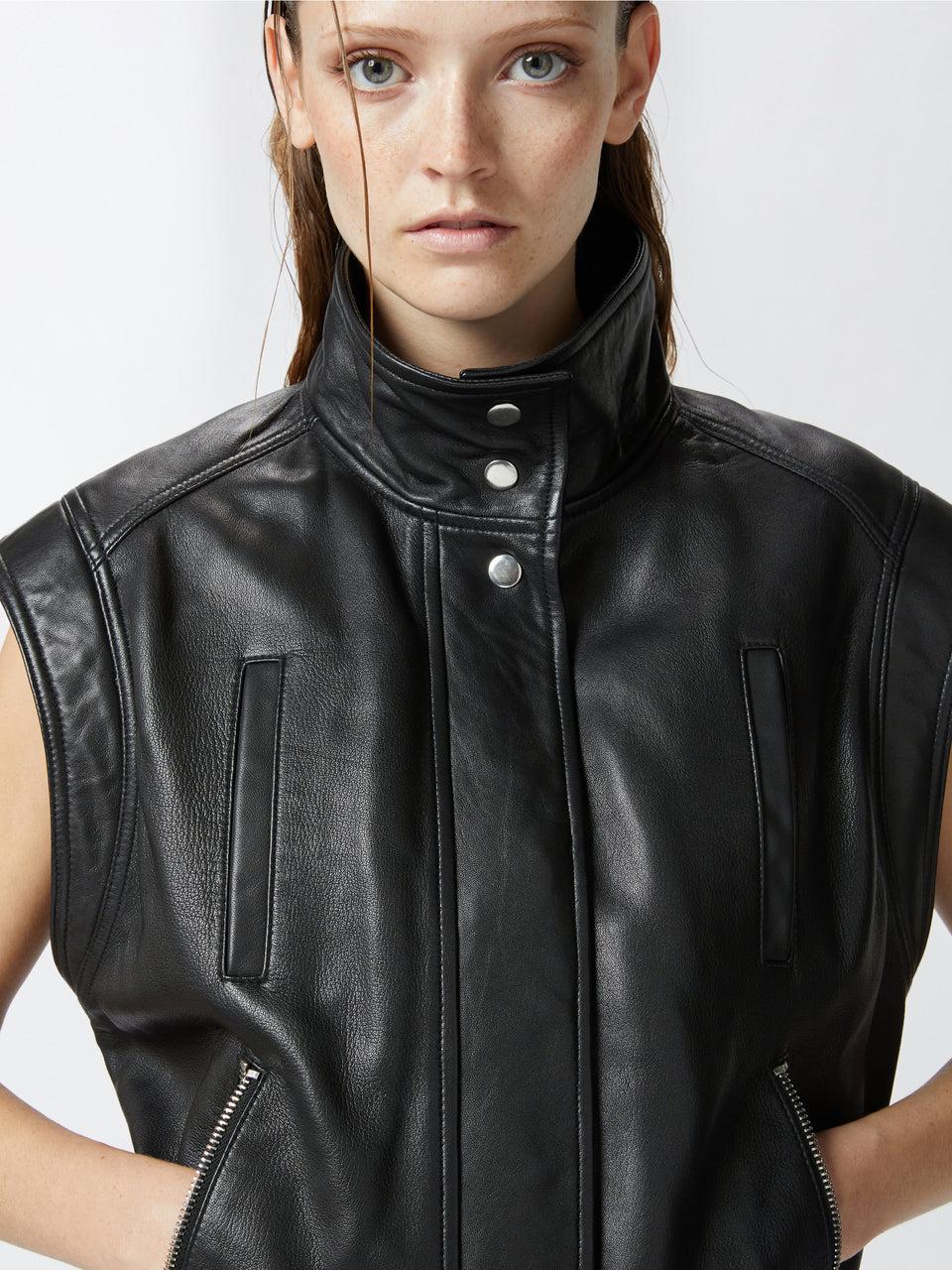 PINKO Giacca Smanicata In Pelle Nero