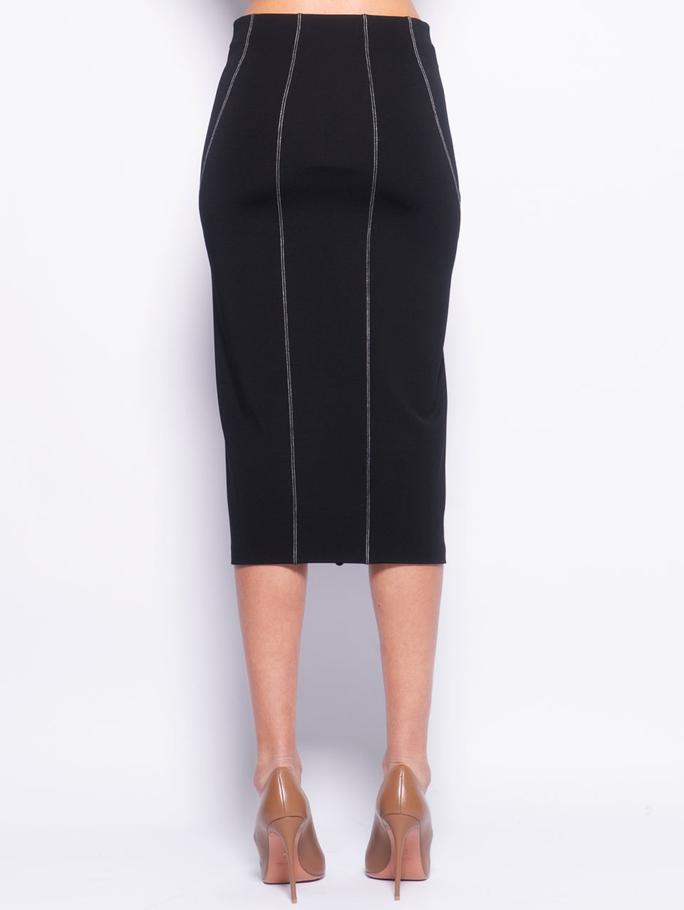 PINKO Gonna Longuette Effetto Scuba Nero