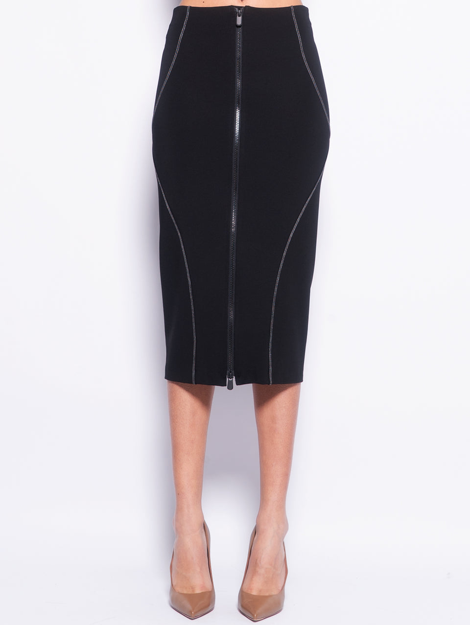 PINKO Gonna Longuette Effetto Scuba Nero