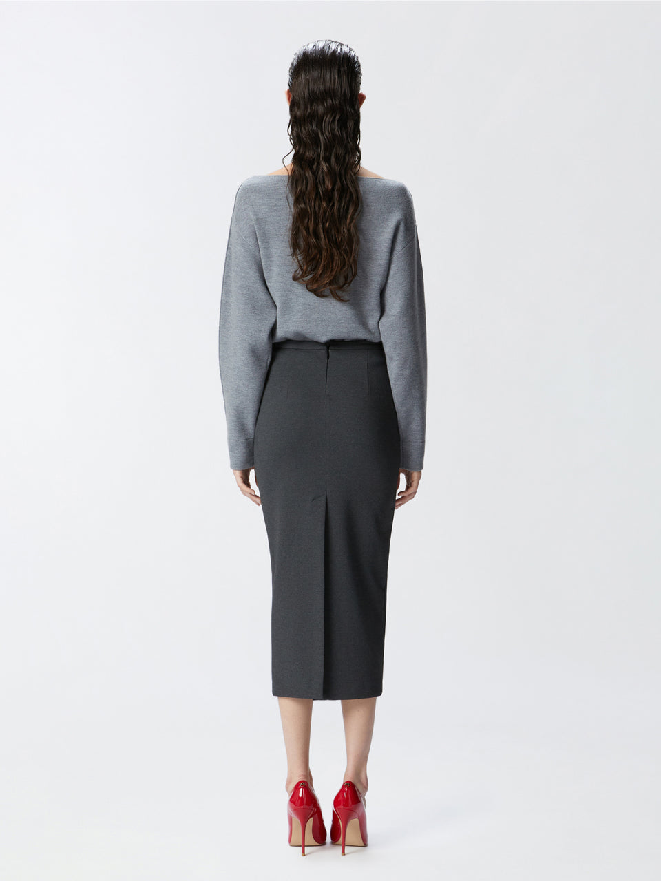 PINKO Gonna Longuette In Punto Stoffa Grigio