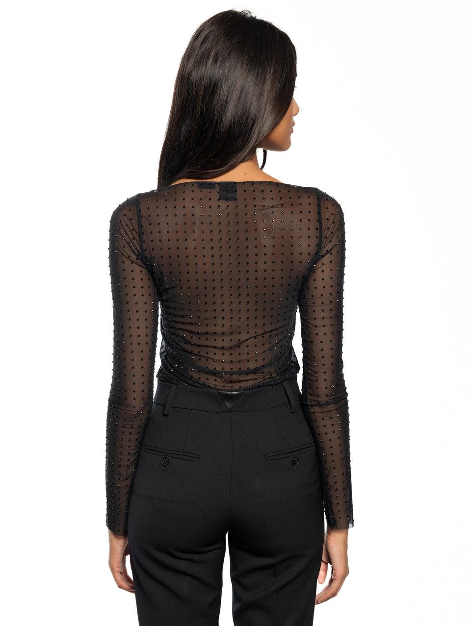 PINKO Maglia Con Applicazioni Full Strass Nero