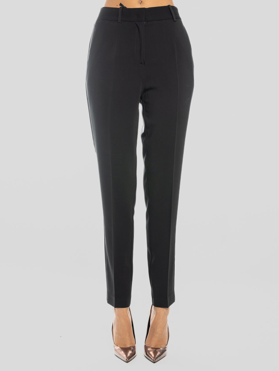 PINKO Pantaloni a Sigarette in Tessuto Cady Nero