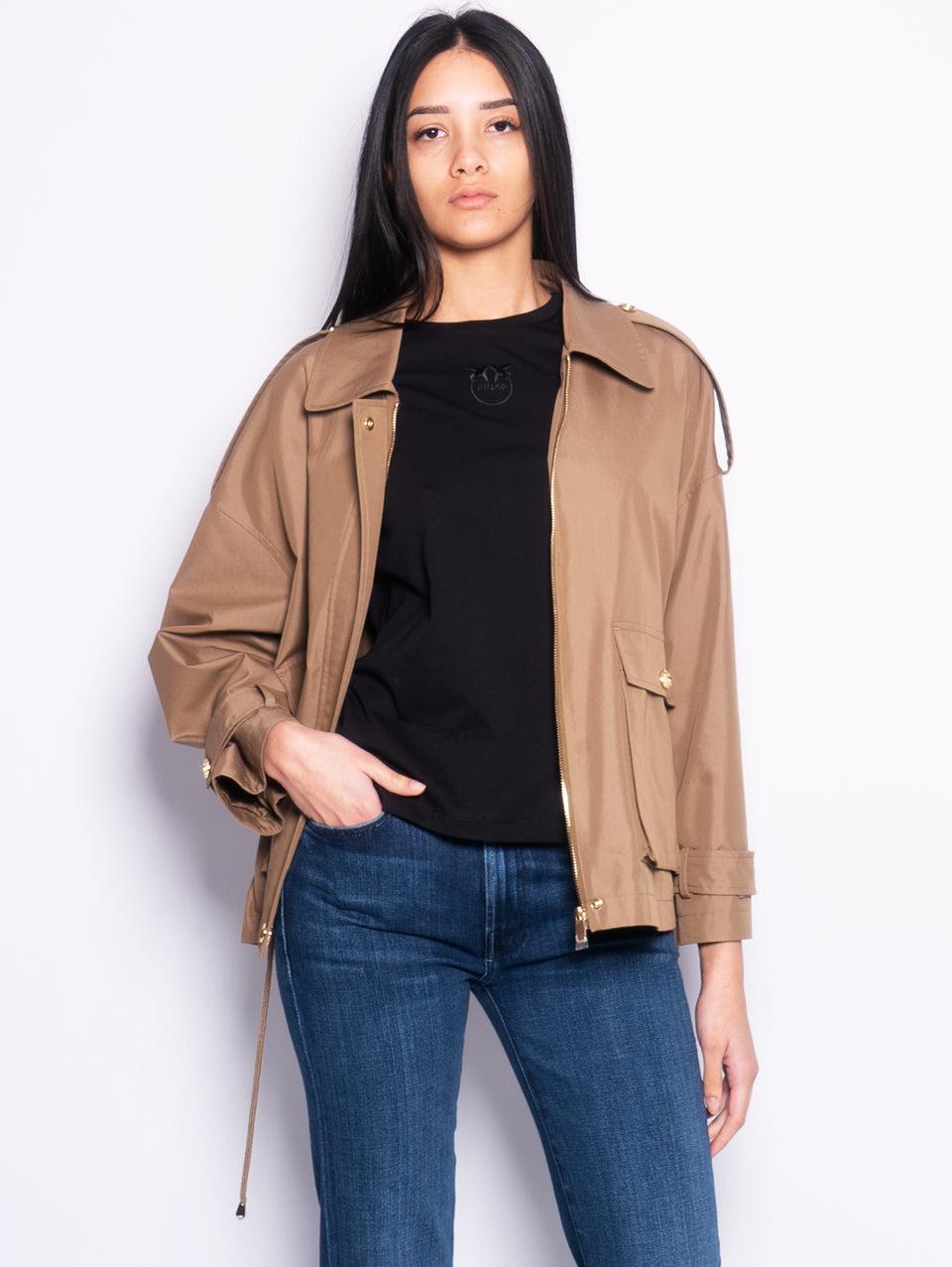 PINKO Parka Corto In Gabardina Verde