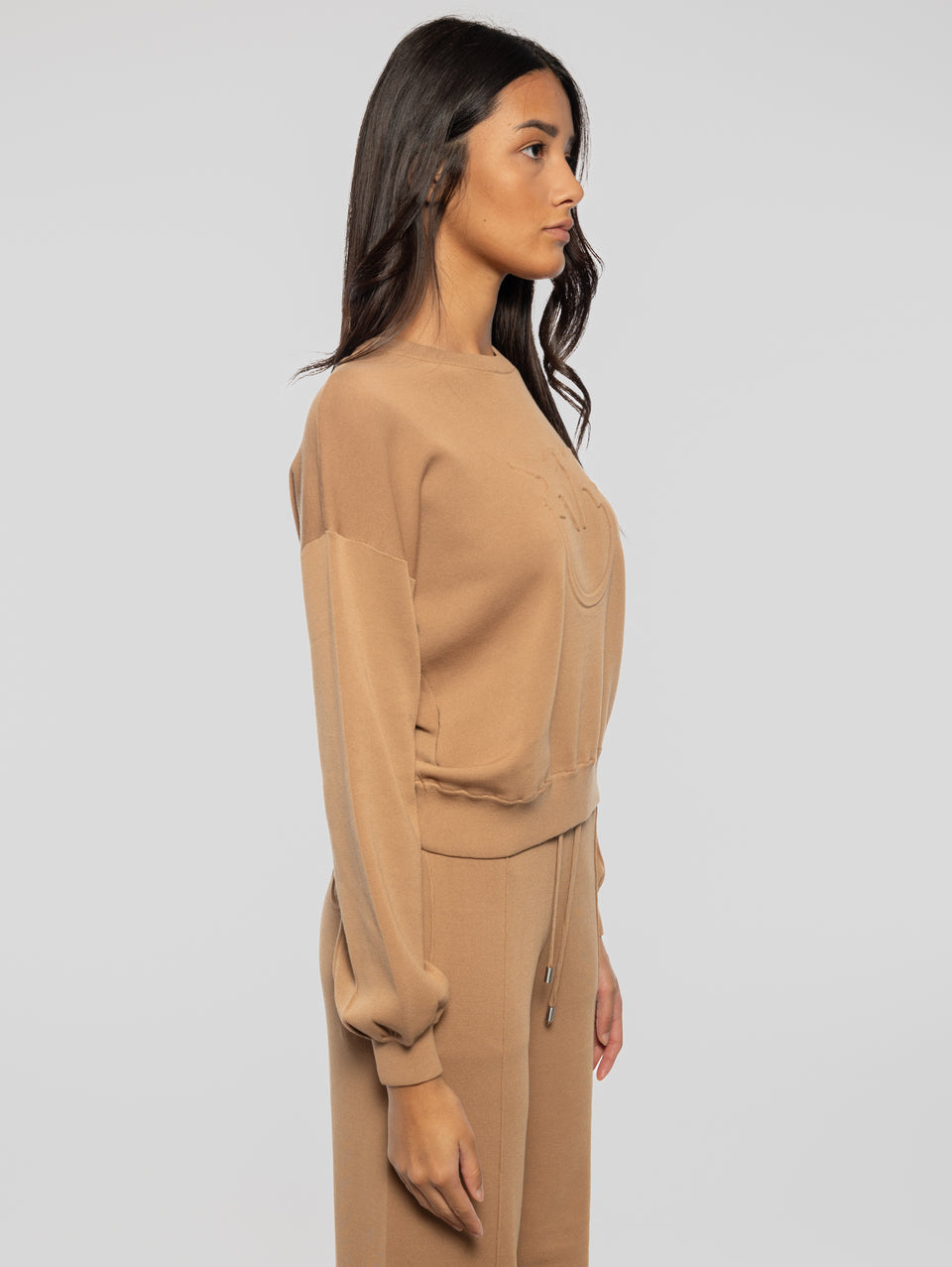 PINKO Pullover In Cotone Stretch Con Logo Marrone