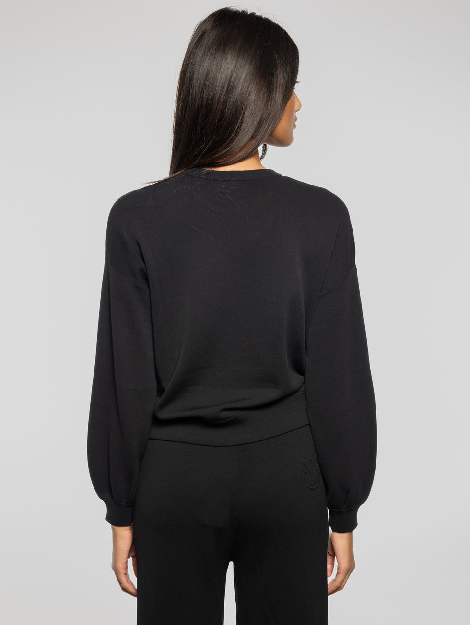 PINKO Pullover In Cotone Stretch Con Logo Nero