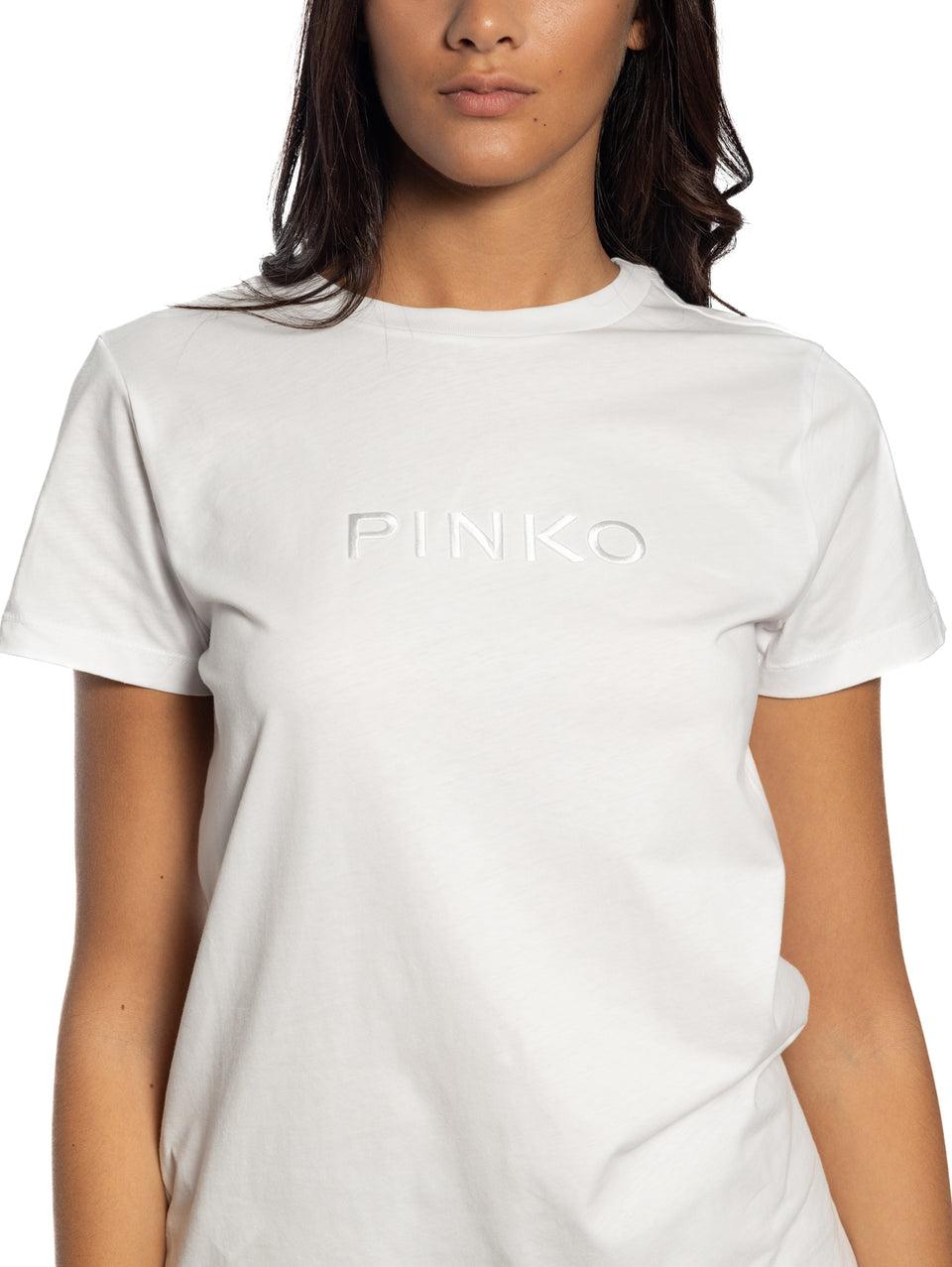 PINKO T-shirt Con Logo Ricamato Bianco