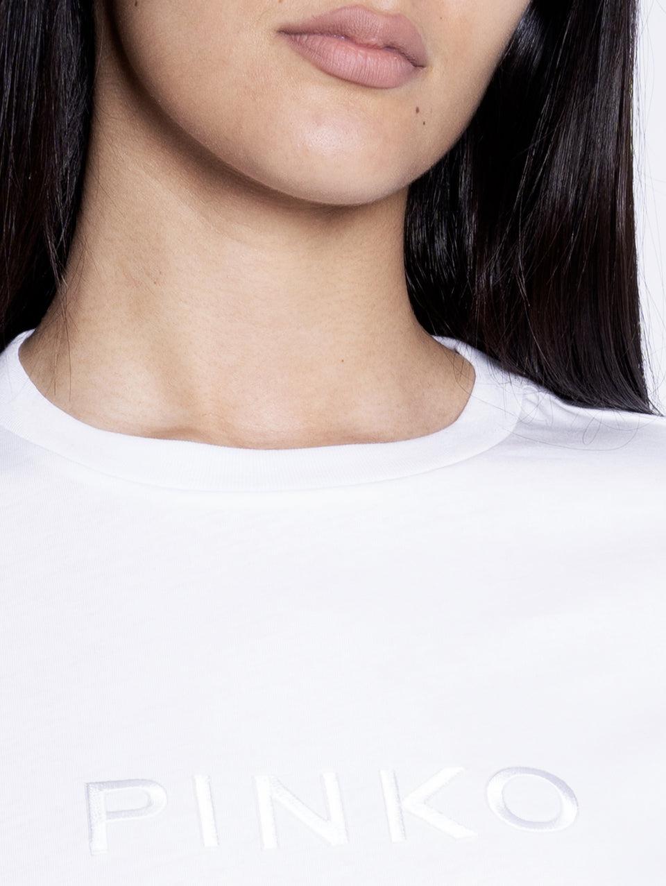 PINKO T-shirt Con Logo Ricamato Bianco