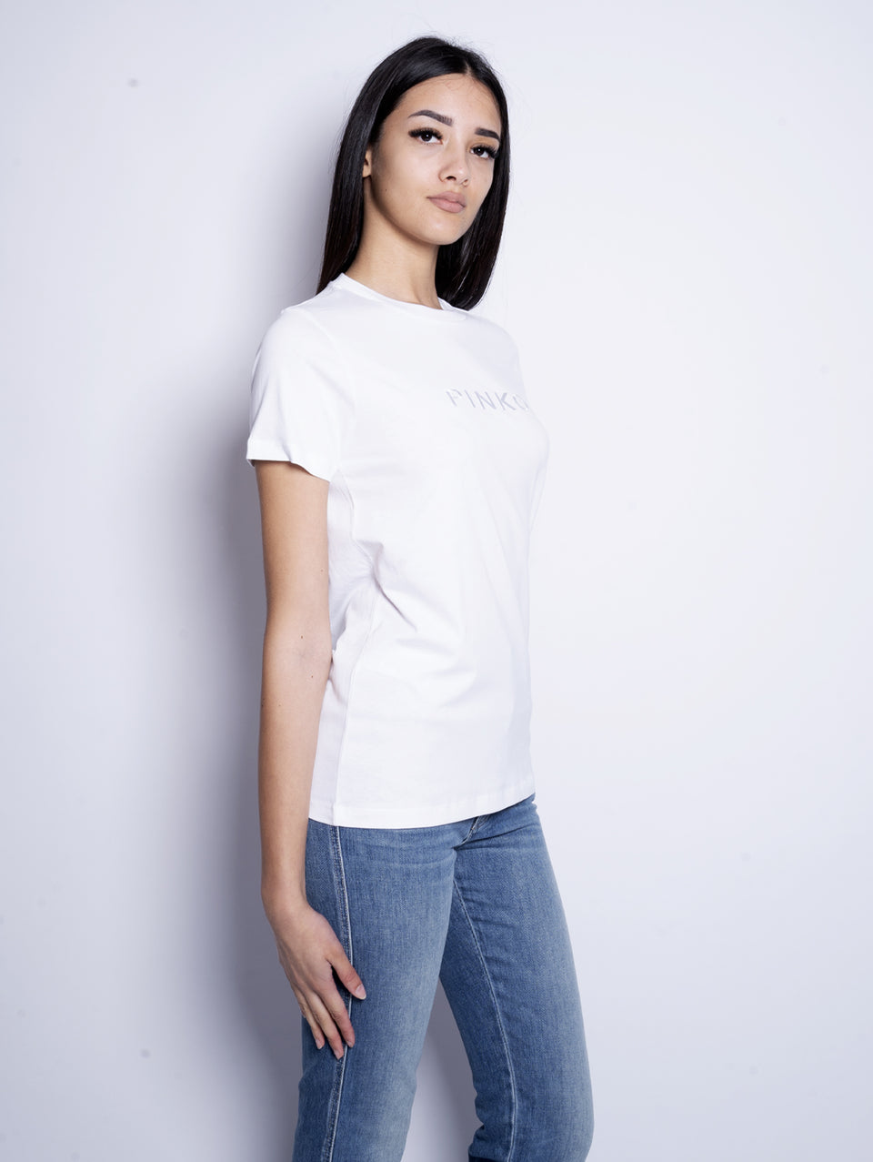 PINKO T-shirt Con Logo Ricamato Bianco