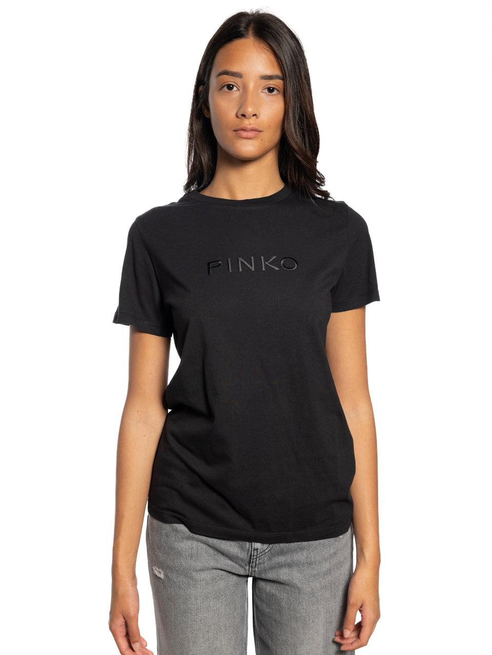 PINKO T-shirt con Logo Ricamato Nero
