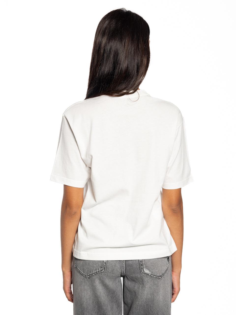 PINKO T-shirt Girocollo Con Ricamo Bianco