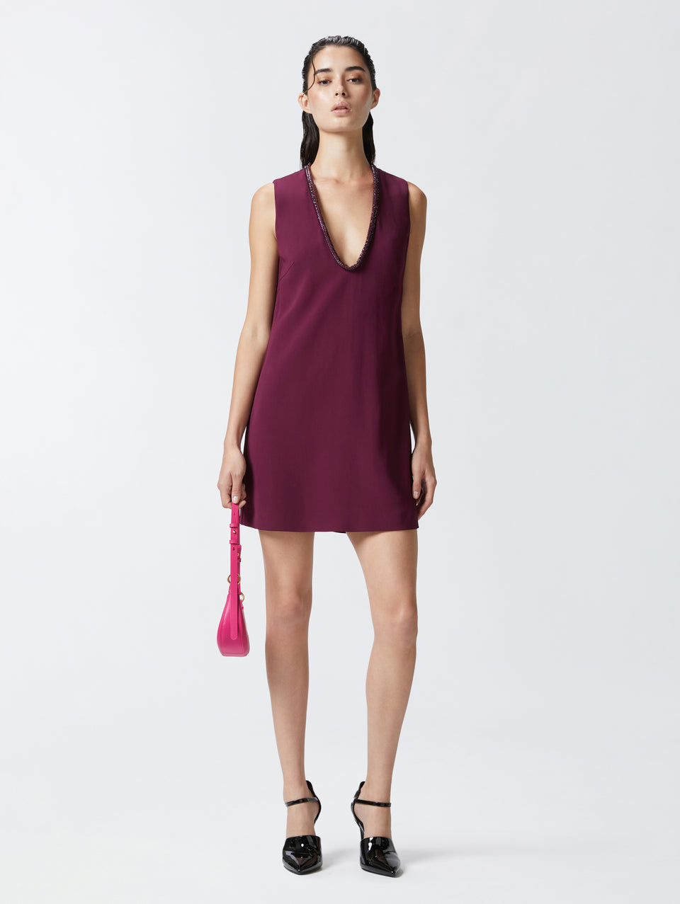 PINKO Tubino Tecnico Con Scollo Profondo Vino