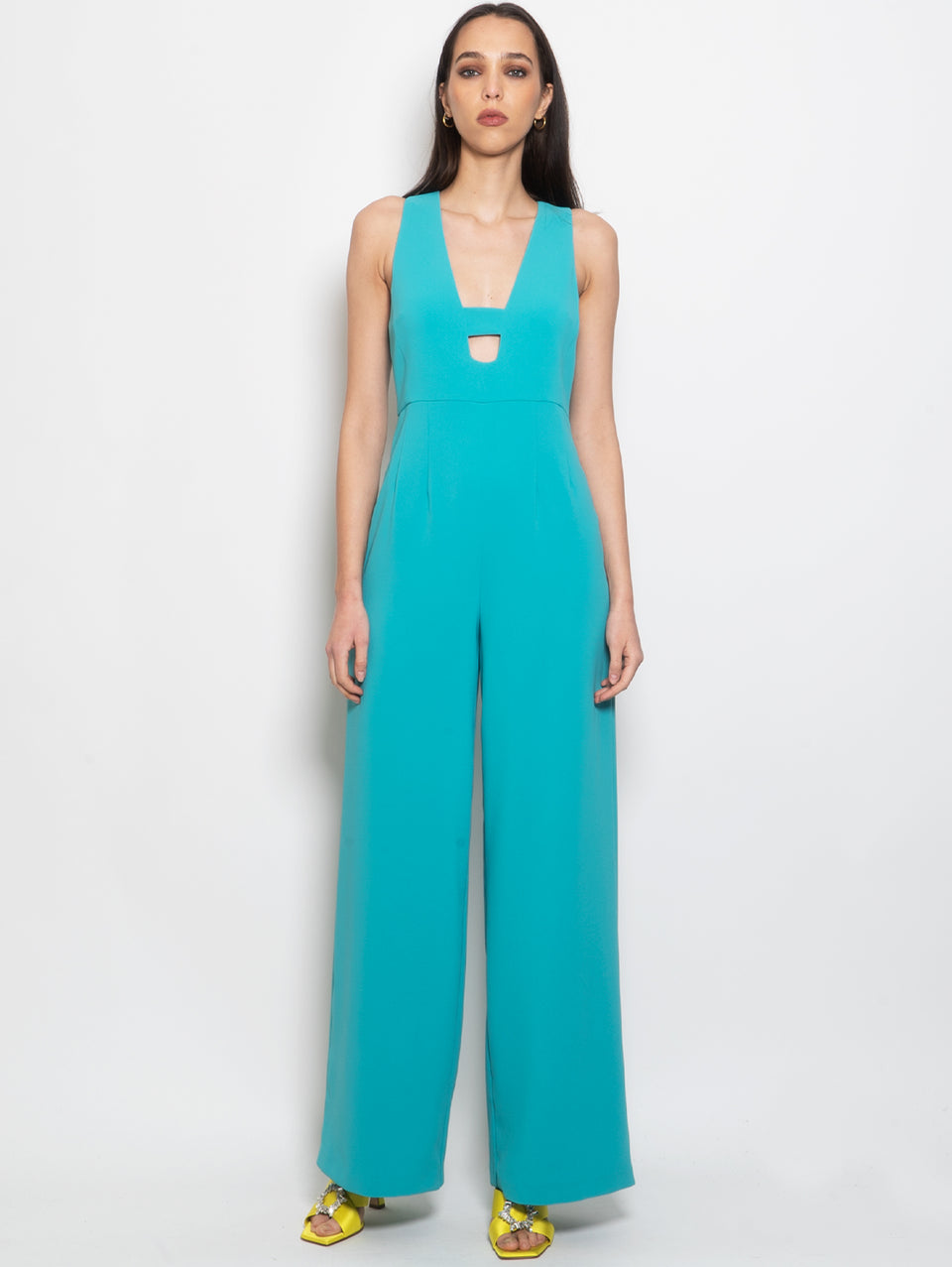 PINKO Tuta In Crepe Stretch Con Spilla Verde