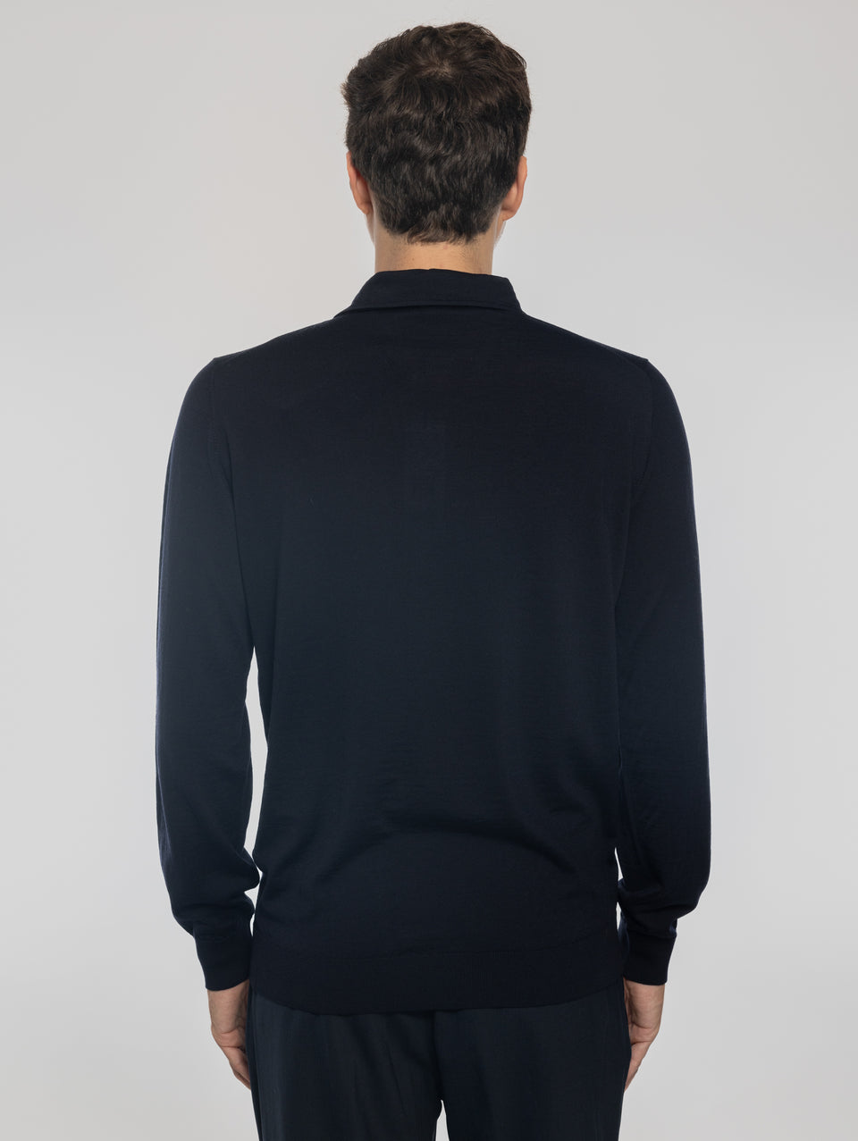 ALPHA STUDIO Polo In Lana Con Collo Costruito Blu Notte