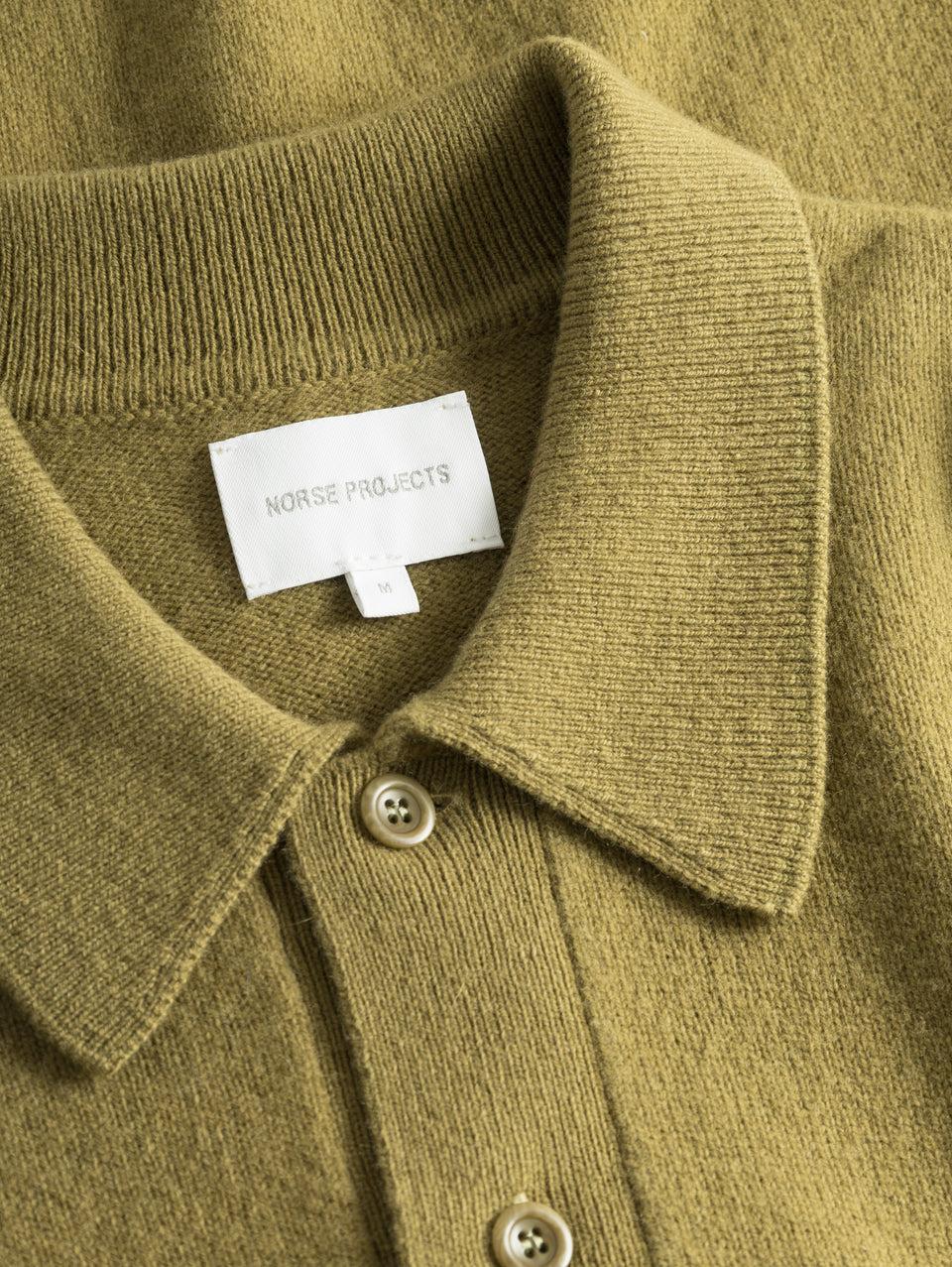 NORSE PROJECTS Polo In Maglia Di Lana Merinos Verde