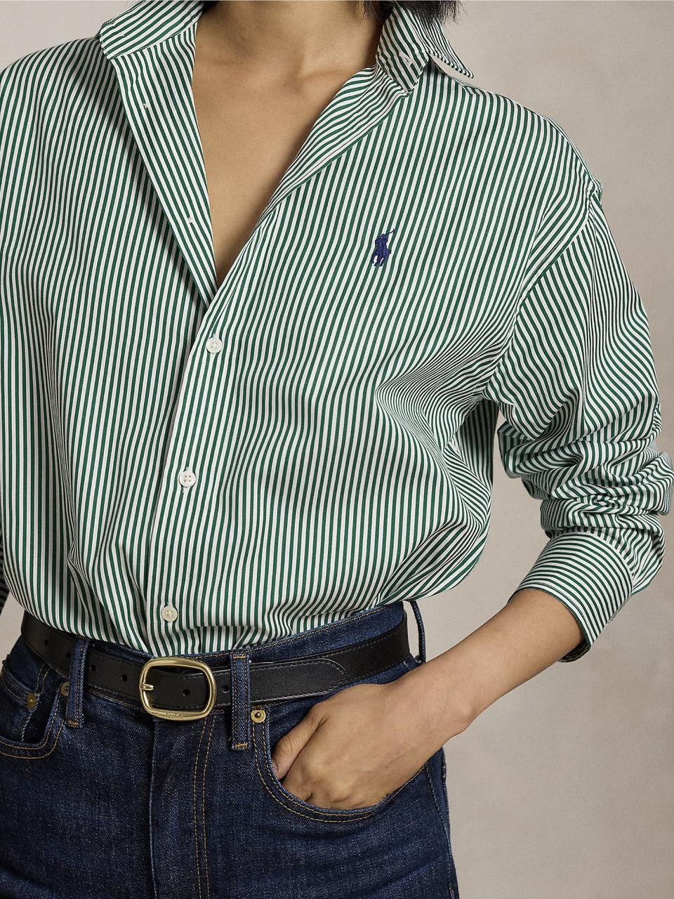 RALPH LAUREN Camicia A Righe Verde/Bianco