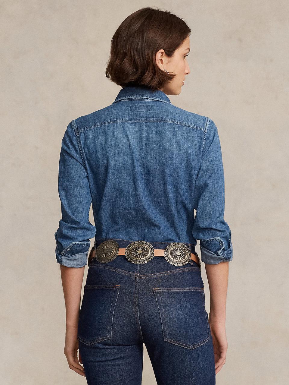 RALPH LAUREN Camicia In Twill Di Cotone Denim Blu