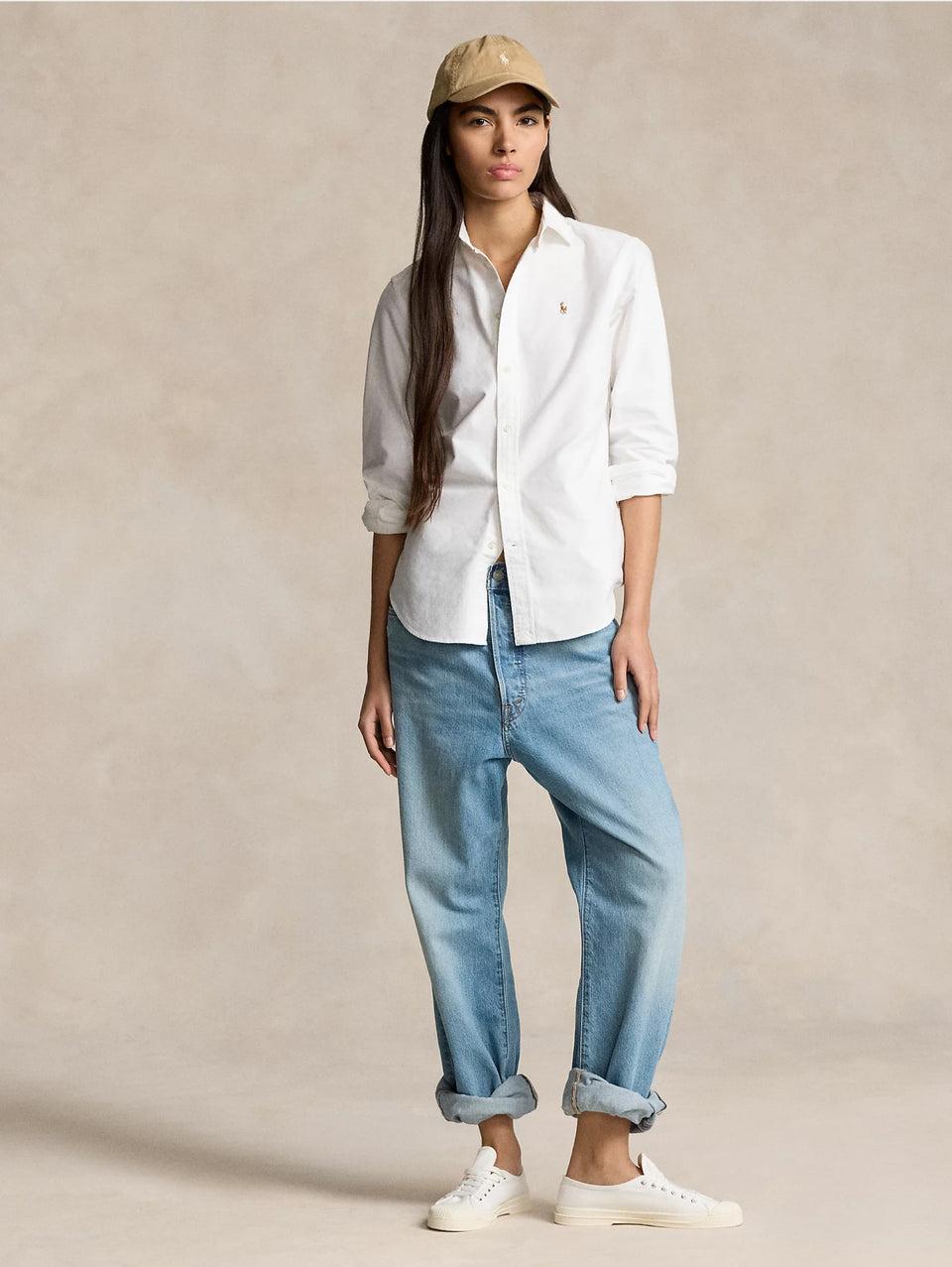 RALPH LAUREN Camicia Slim Fit In Oxford Bianco