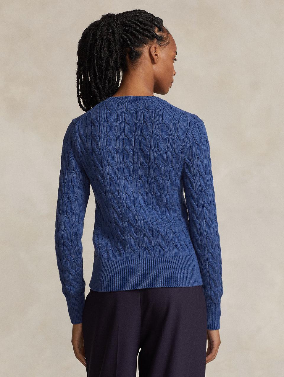 RALPH LAUREN Cardigan A Trecce Blu Medio