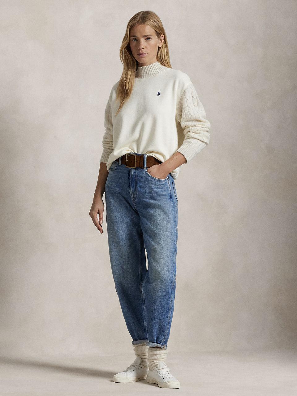 RALPH LAUREN Felpa Con Collo Alto Crema