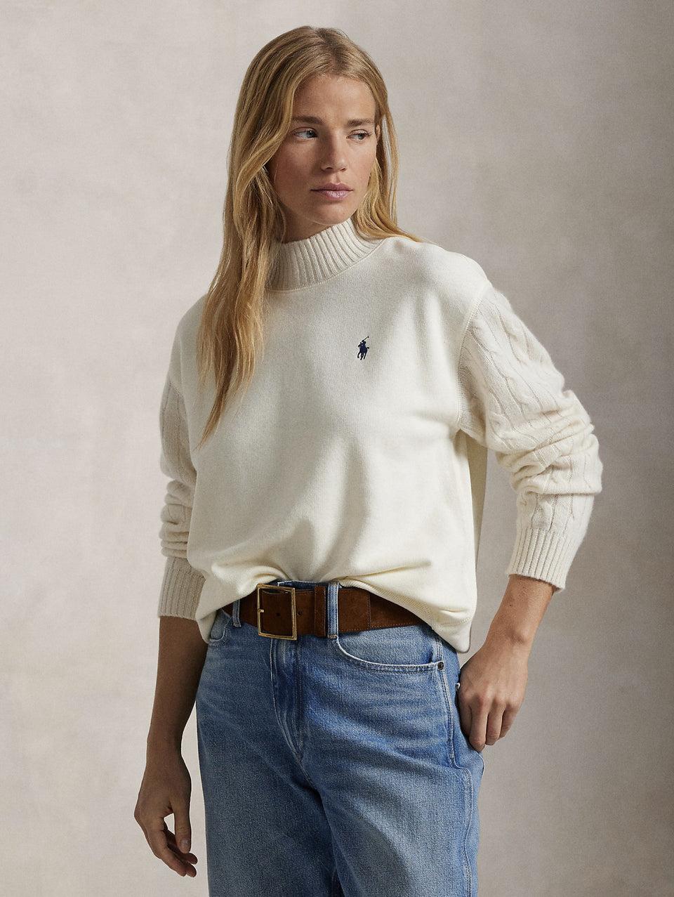 RALPH LAUREN Felpa con Collo Alto Crema